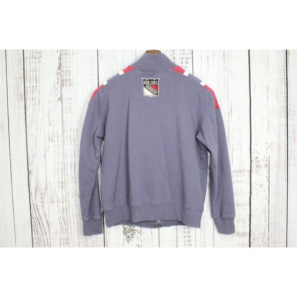 Old Time Hockey NHL NY Rangers Blue Red Full Zip Jacket Cotton Size L - Picture 6 of 14